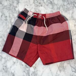 BURBERRY BOYS RED SWIM SHORTS 12M
